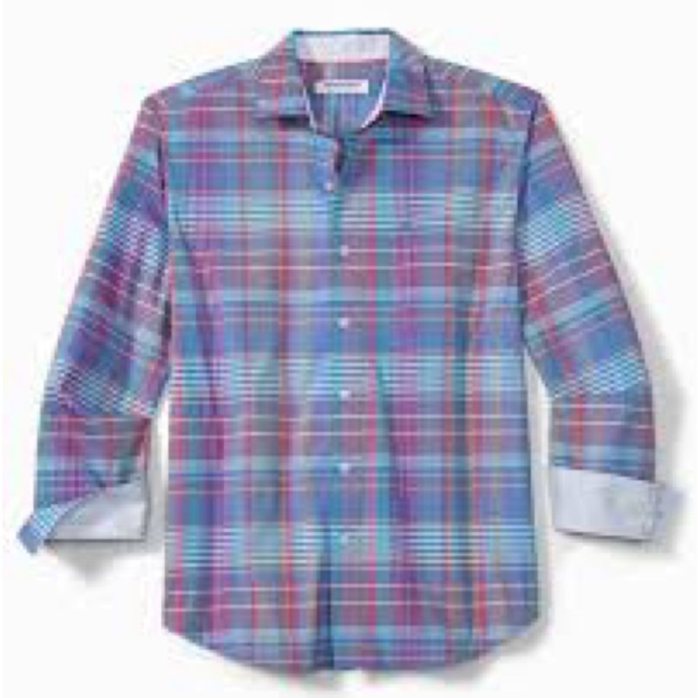 NEW Tommy Bahama Men's Plaid buttons Shirt Stretch Pinot Gulf Shore SMALL